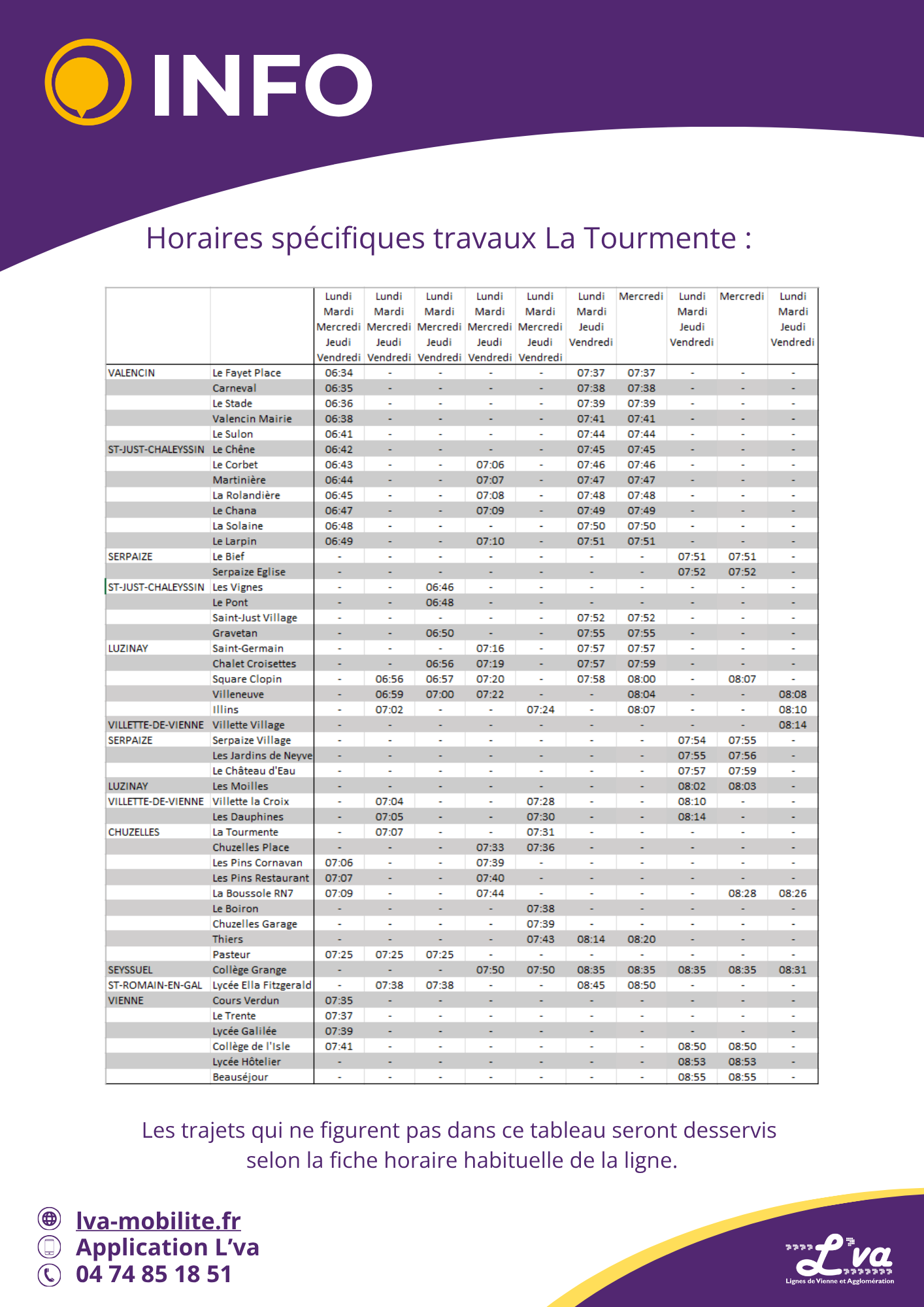 Ligne 2760 - Horaires spécifiques travaux