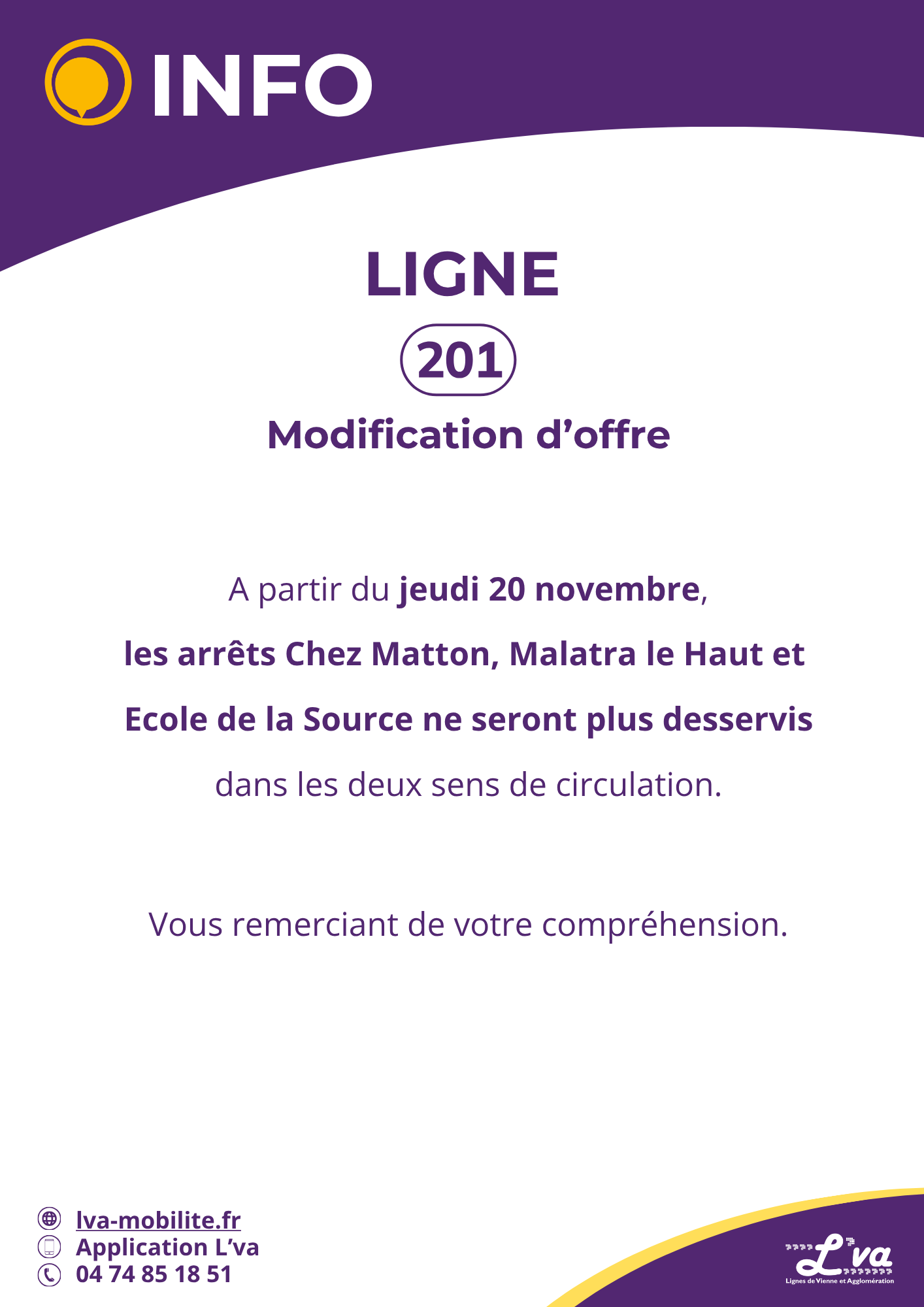 Ligne 201 - Arrêts non desservis