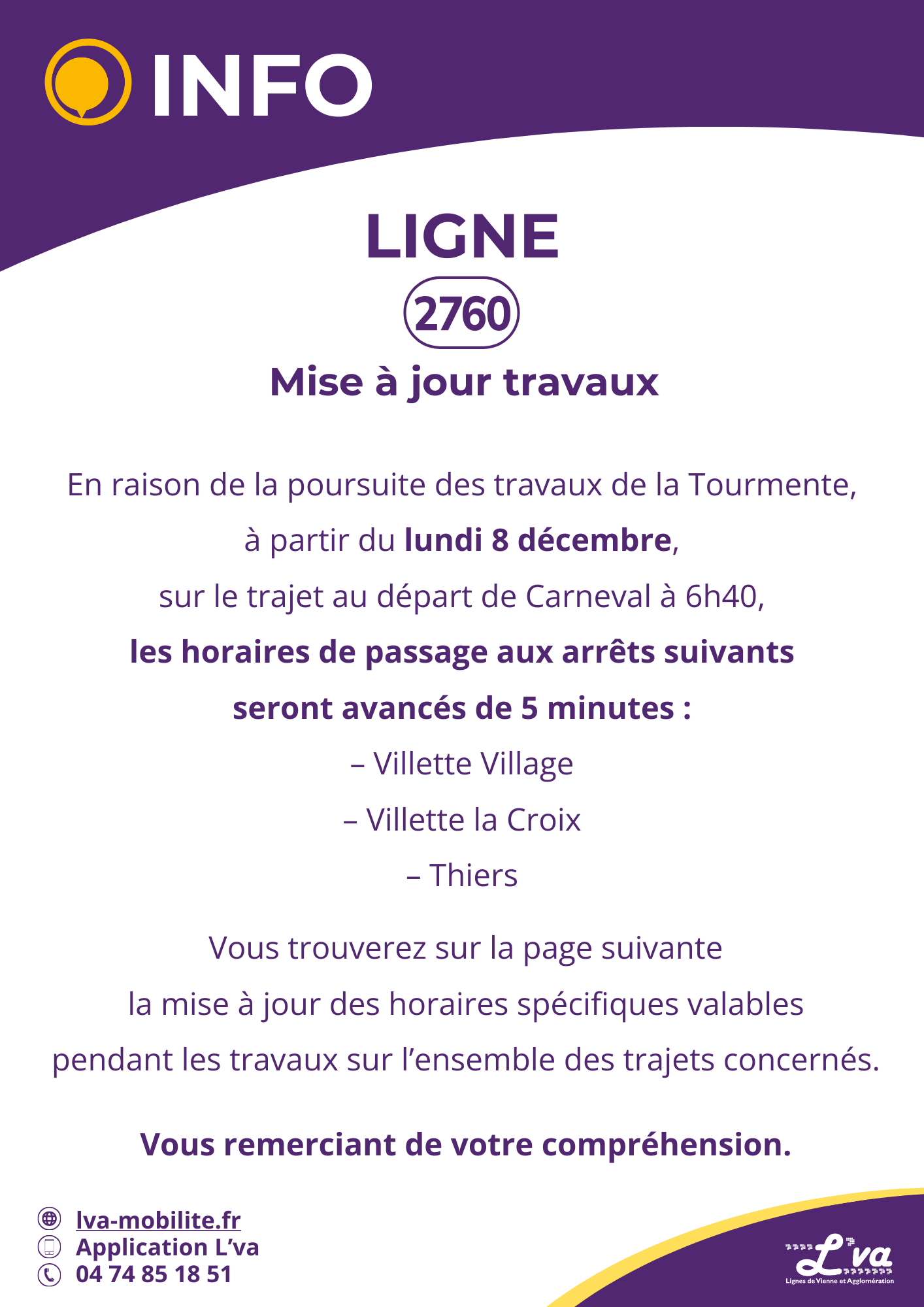 3 arrêts seront avancés de 5 min