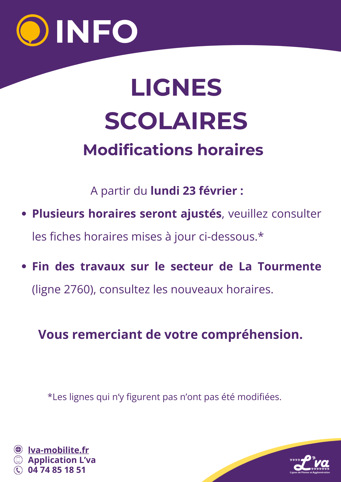 Lignes scolaires : modification d'horaires
