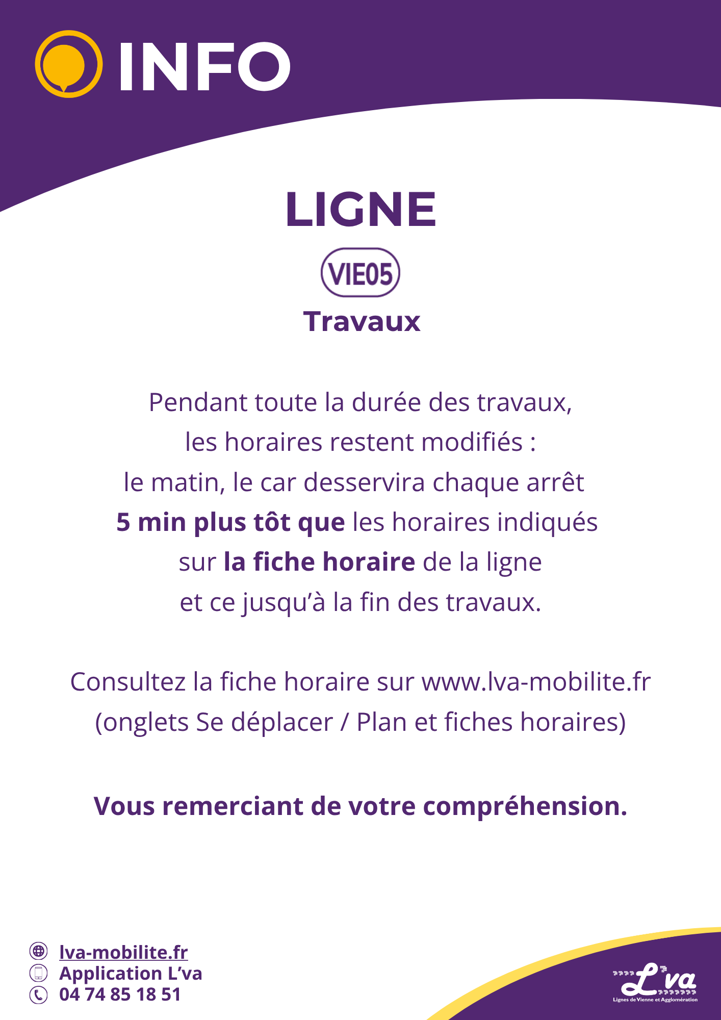 VIE05 - horaires spécifiques travaux