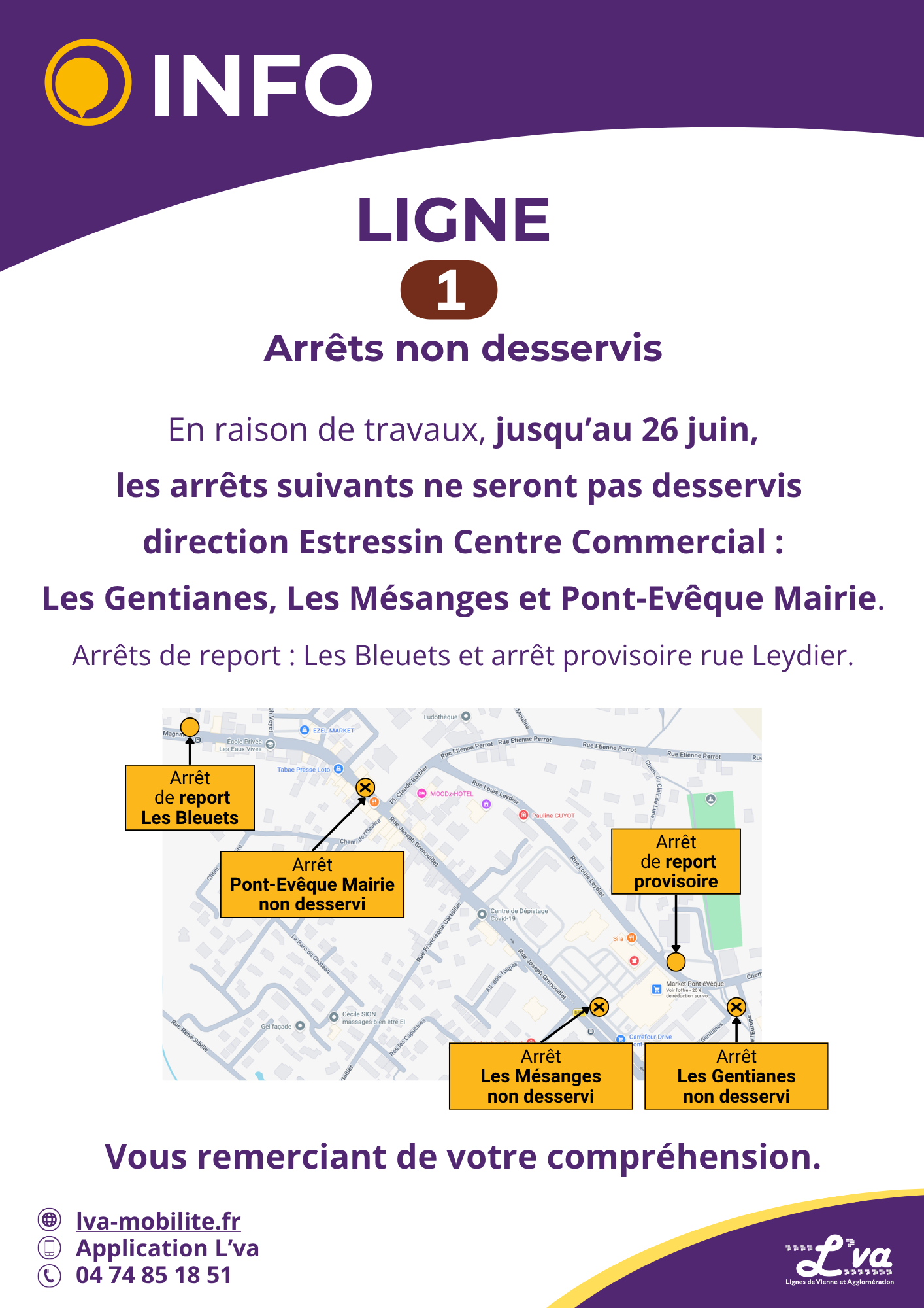 Ligne 1 - arrêts non desservis