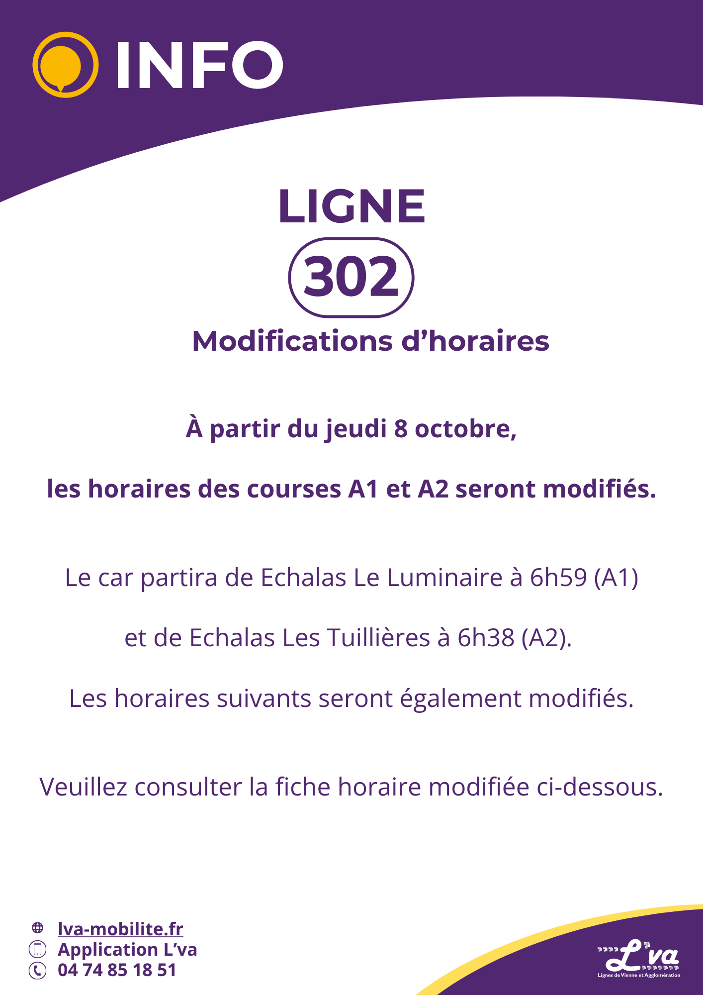 Modifications d'horaires