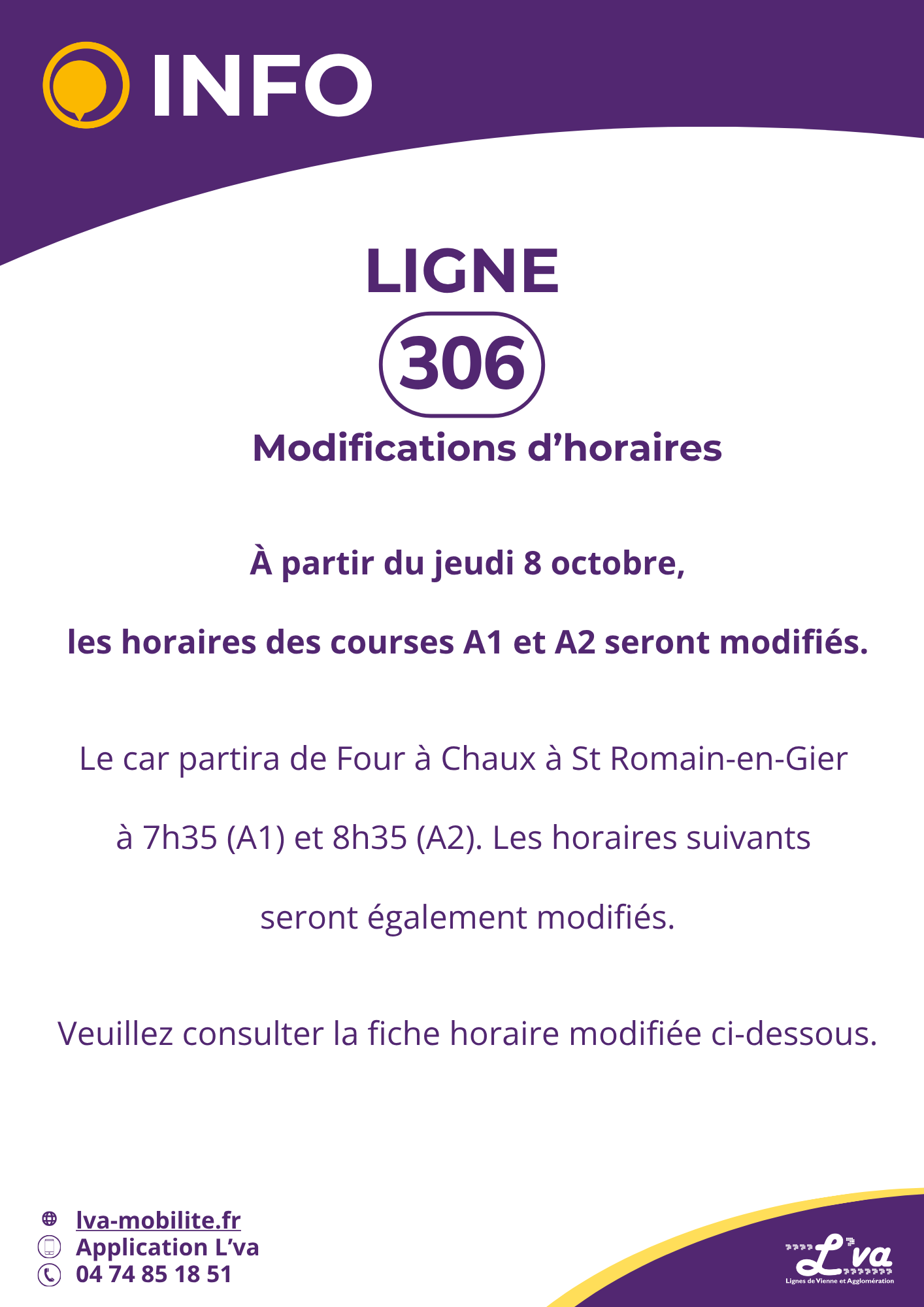 Modifications d'horaires