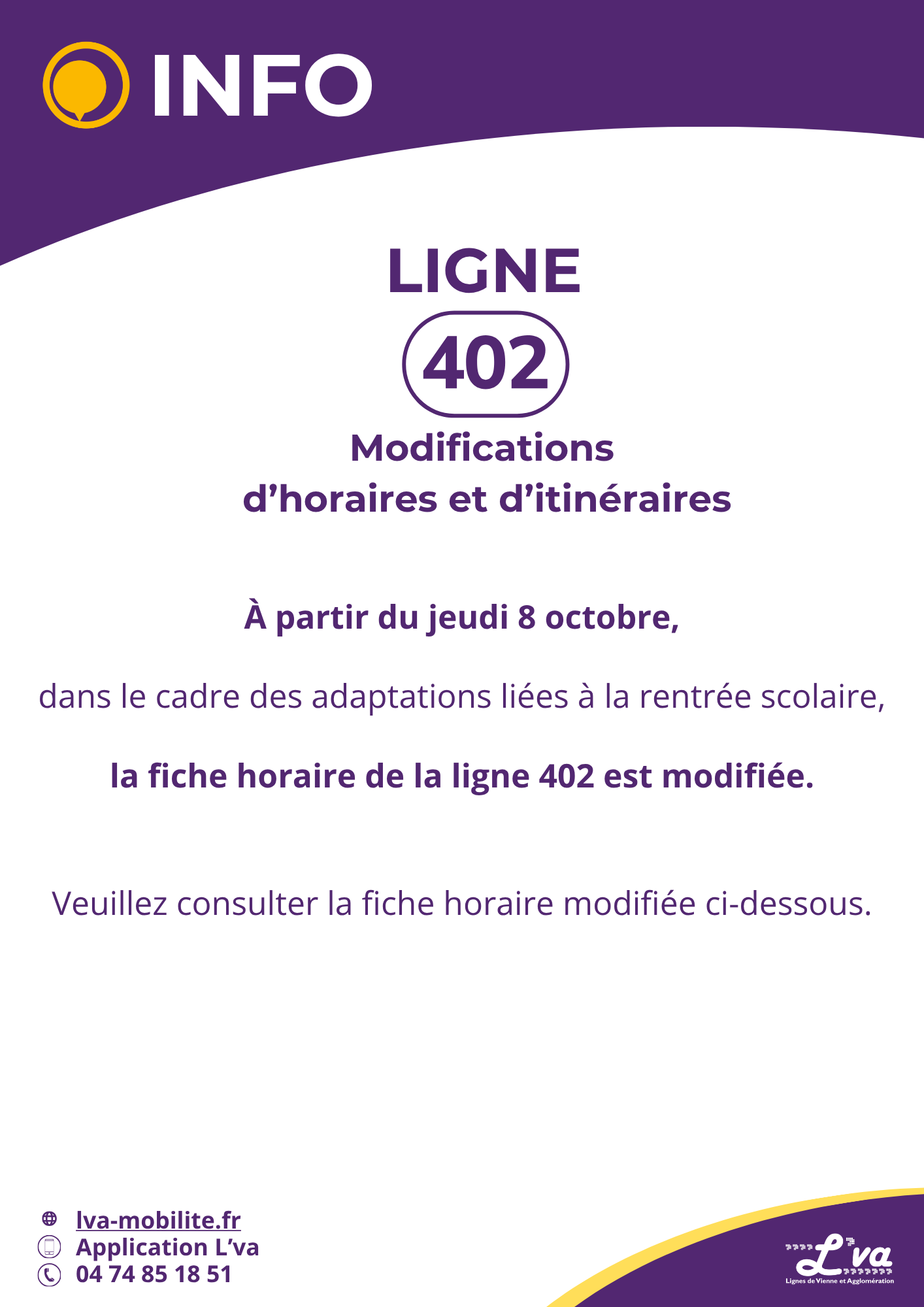 Modifications d'horaires et d'itinéraires