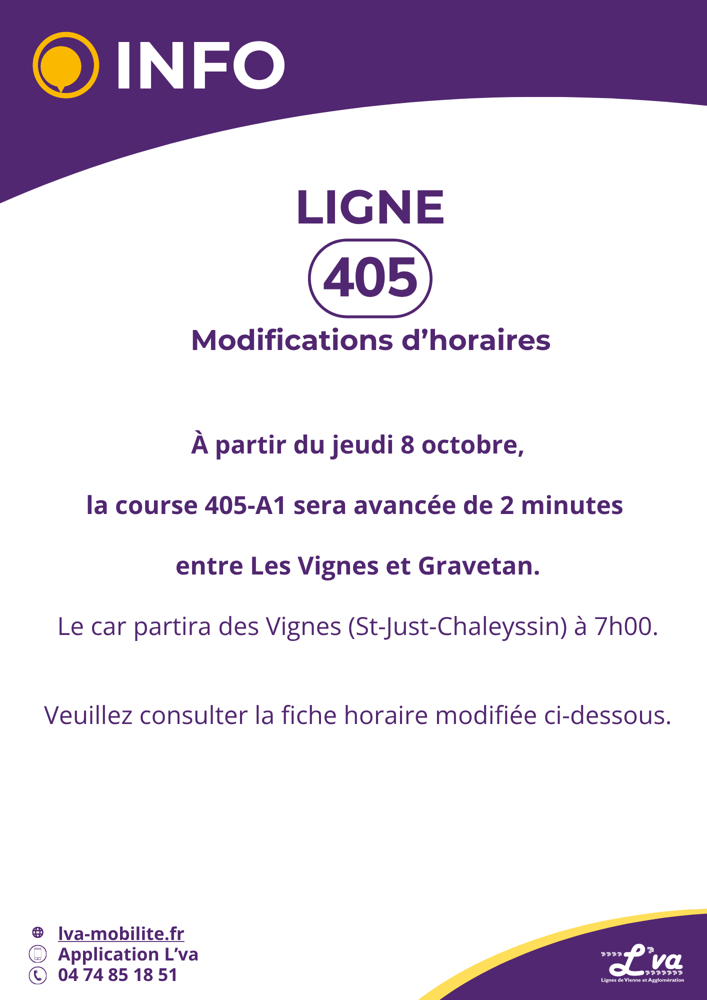 Modifications d'horaires