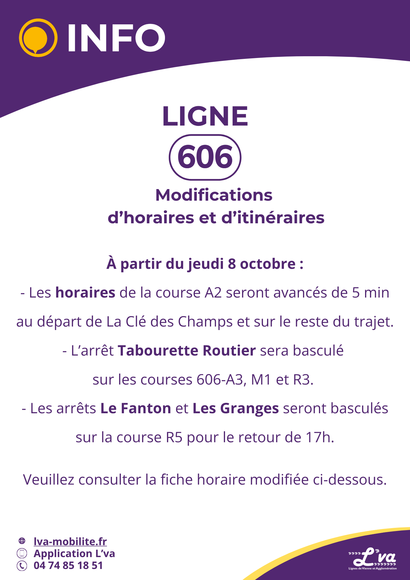 Modifications d'horaires et d'itinéraires