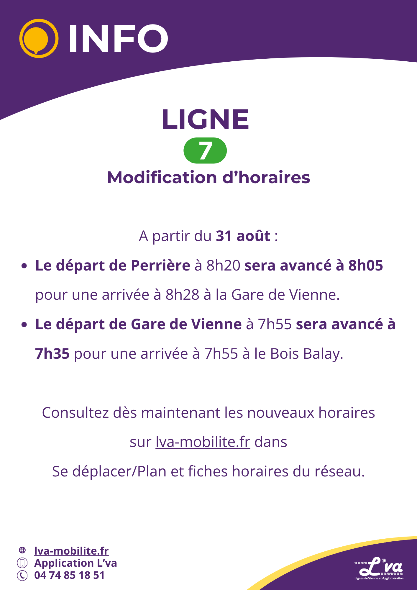 Modification d'horaires ligne 7