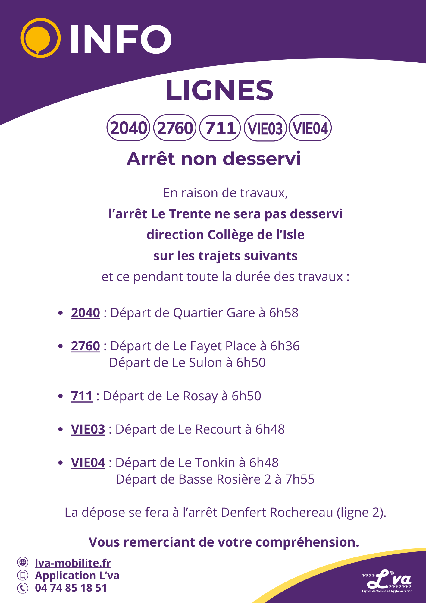 Arrêt non desservi le matin